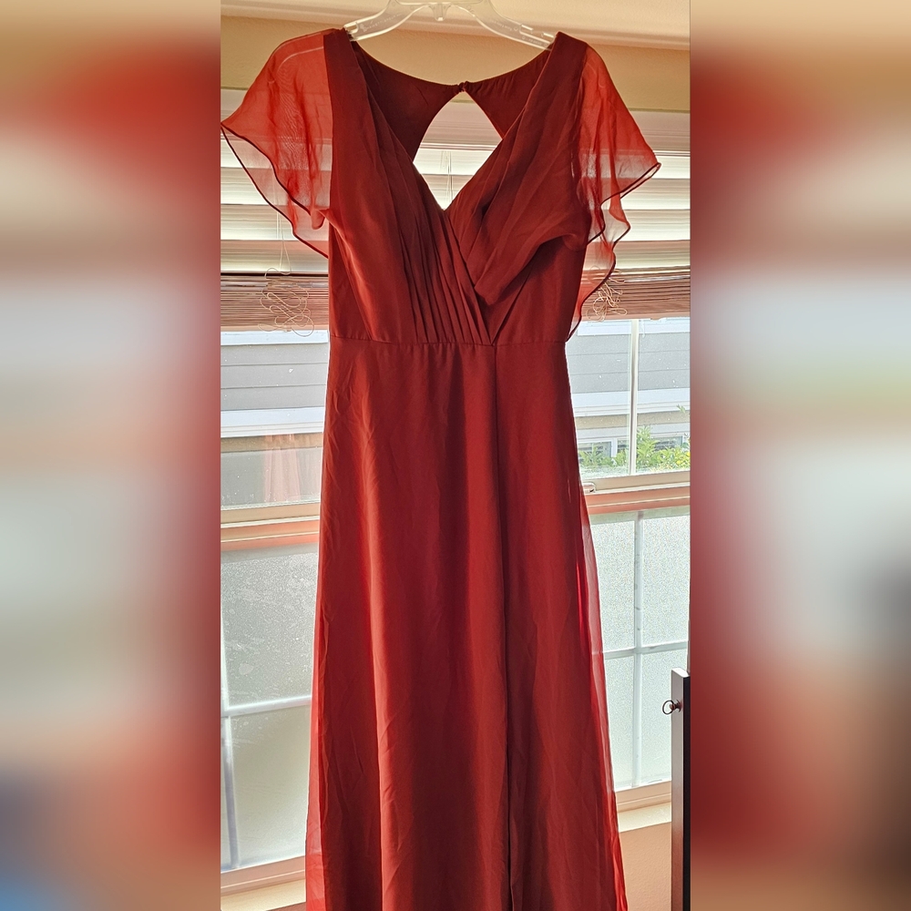 Rust bridesmaid / prom dress size 4 chiffon